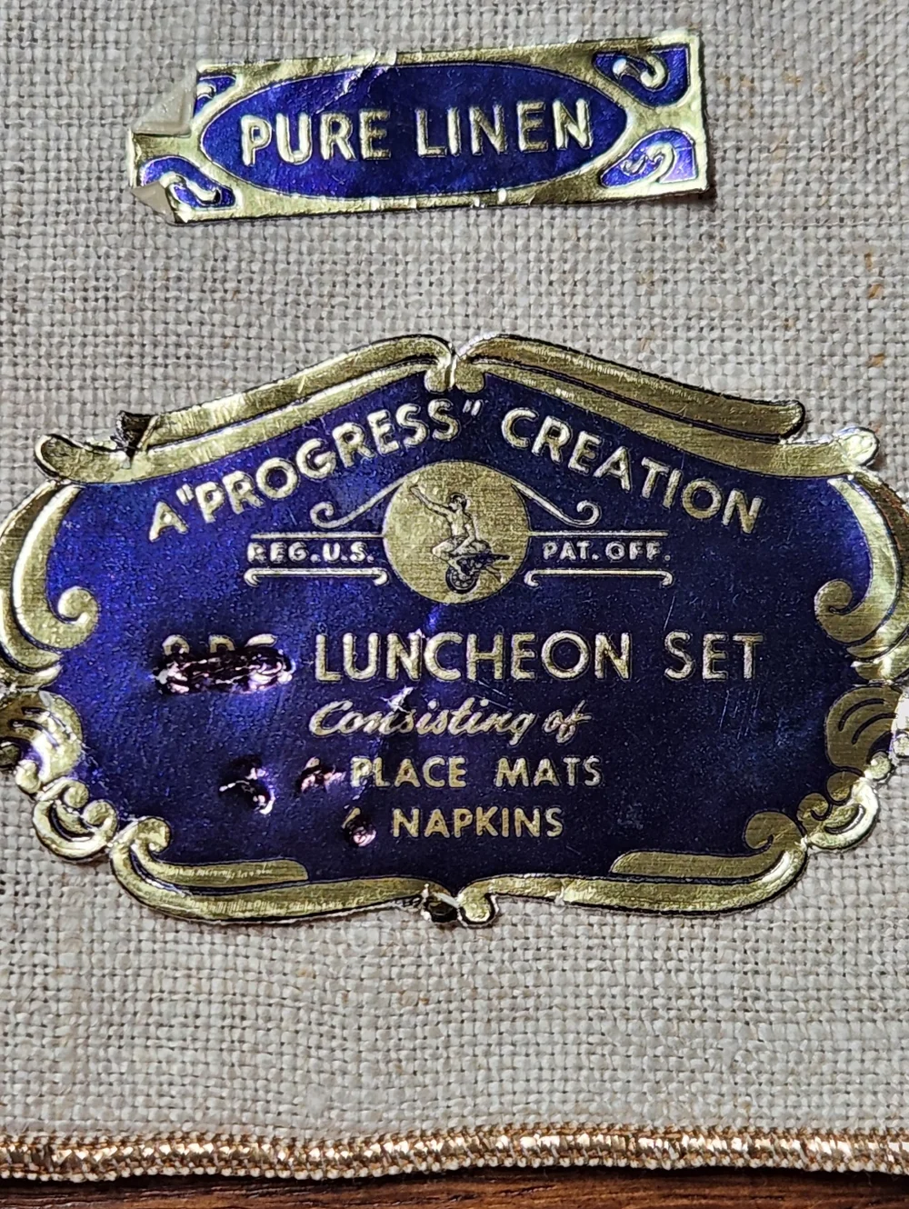 VTG Pure Linen Placemats & Napkins Set Natural Flax Luncheon Linens Coastal